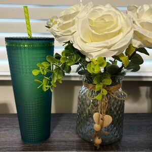 2022 STARBUCKS MOUNTAIN DEW GREEN VENTI GRID SOFT TOUCH TUMBLER CUP 24oz